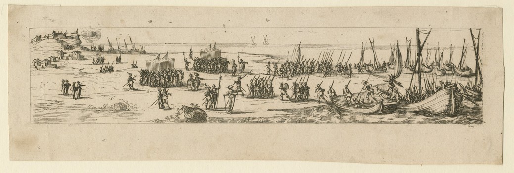 Landing of troops at the siege of La Rochelle od Jacques Callot