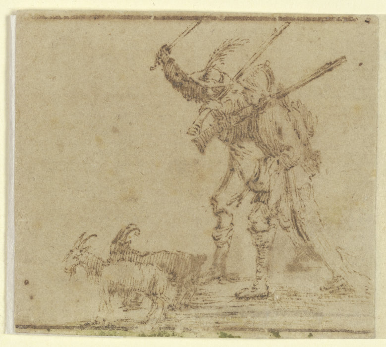 Zwei Soldaten treiben zwei Ziegen vor sich her od Jacques Callot