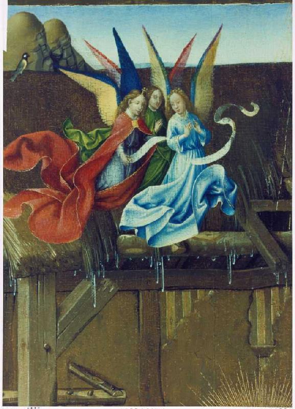 Birth Christi. Detail: Three angels od Jacques Daret