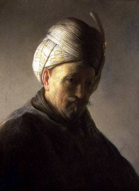 Portrait of a man in a turban od Jacques des Rousseaux