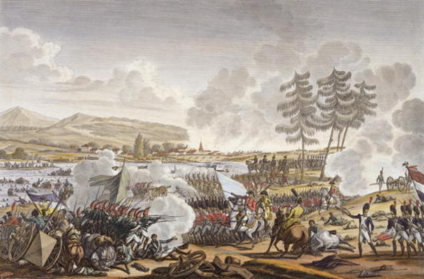 The Battle of Friedland, 14 June 1807, engraved by Francois Pigeot (b.1775) (aquatint) od Jacques Francois Joseph Swebach