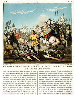 Victory Gained Over the English by Louis VIII (1187-1226) at La Roche aux-Moines, engraved by Jean B od Jacques Francois Joseph Swebach