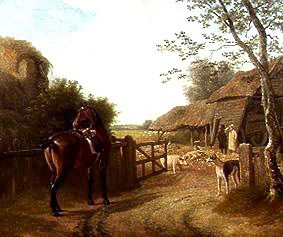 Daniel Beale goes to his court with his favourite horse in Edomton od Jacques-Laurent Agasse