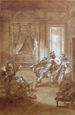 'I am going to kill him...', scene from act II of 'The Marriage of Figaro' by Pierre-Augustin Caron