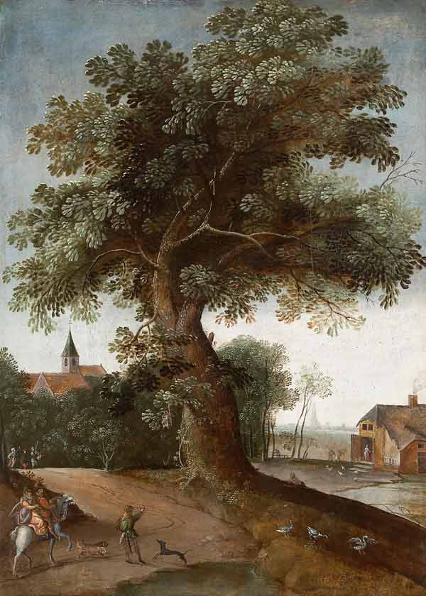 Landschaft mit großem Baum. od Jakob Grimmer