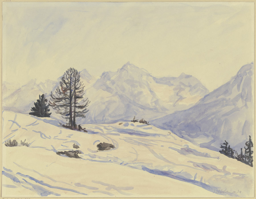 Winterlandschaft, Unterengadin od Jakob Nussbaum