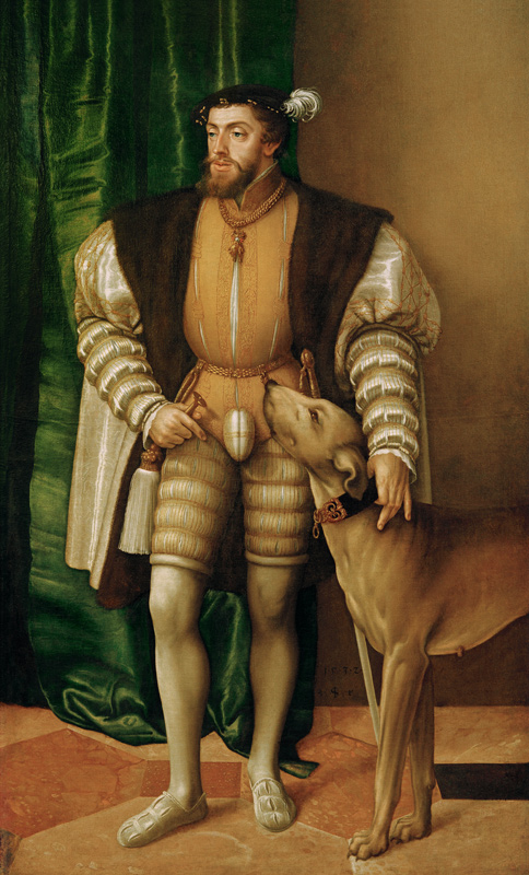 Emperor Charles V with his dog od Jakob Seisenegger