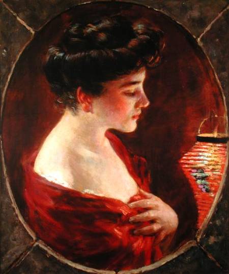 Woman with Japanese Lantern od James Carroll Beckwith