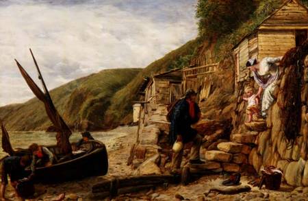 "Welcome, Bonny Boat!" The Fisherman's Return, scene at Clovelly, North Devon od James Clarke Hook