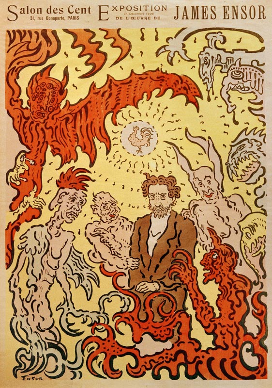 Demons Teasing Me (Démons me turlupinant). Poster for the James Ensor Exhibition at the Salon des Ce od James Ensor