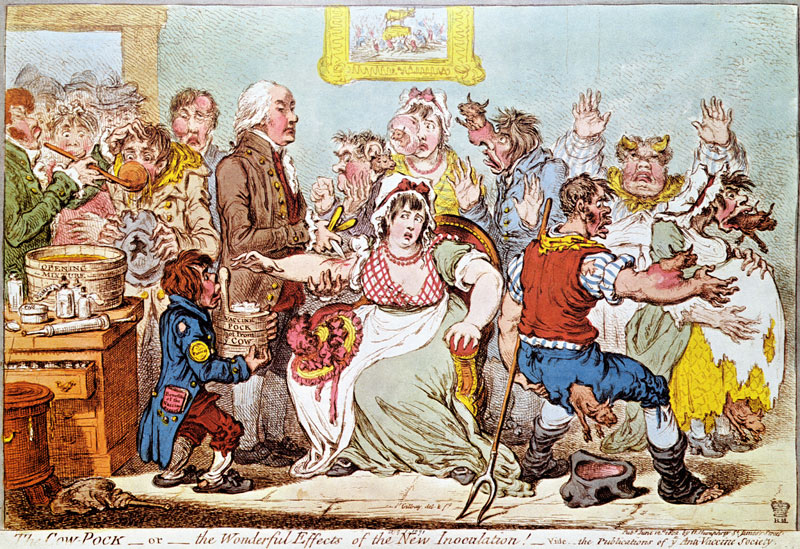 The Cow Pock or the Wonderful Effects of the New Inoculation, published by  H.Humphrey od James Gillray