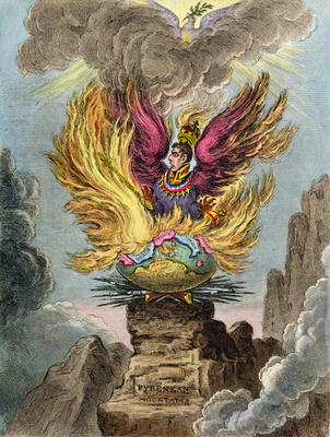 Apotheosis of the Corsican Phoenix, published by Hannah Humphrey in 1808 (hand-coloured etching) od James Gillray