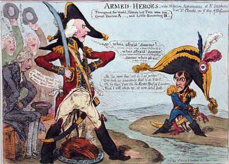 Armed Heroes, or Military Appearances at St. Stephen's & at St. Cloud's on the Day of Defiance od James Gillray