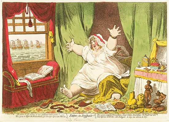 Dido in Despair, published by  Hannah Humphrey od James Gillray