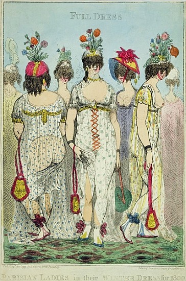 Parisian Ladies in Winter Dresses for 1800, 1799 (copper engraving & w/c) od James Gillray