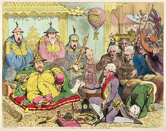 Reception of the Diplomatique and his Suite at the Court of Pekin, c.1793 od James Gillray