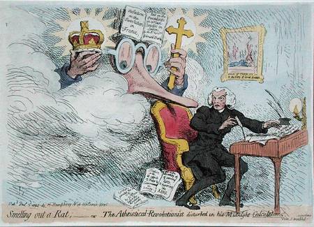 Smelling out a Rat, or The Atheistical-Revolutionist disturbed in his Midnight 'Calculations' od James Gillray
