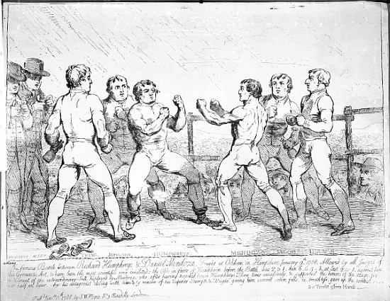The Famous Battle Between Richard Humphreys and Daniel Mendoza, January 9th 1788 od James Gillray