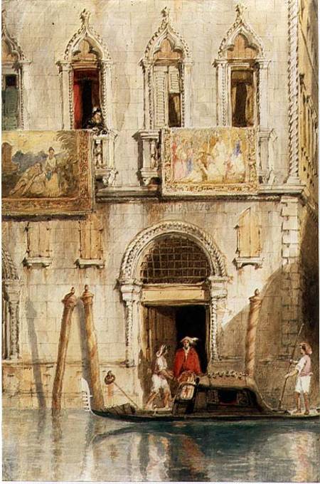 The Steps of the Palazzo Foscari, Venice, 1844 (pencil, ink od James Holland