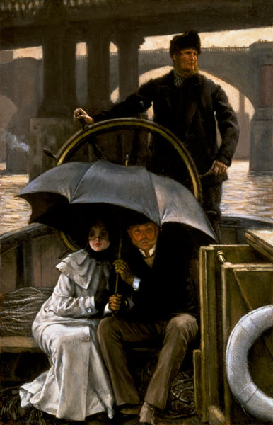 On the ferry boat in the rain. od James Jacques Tissot