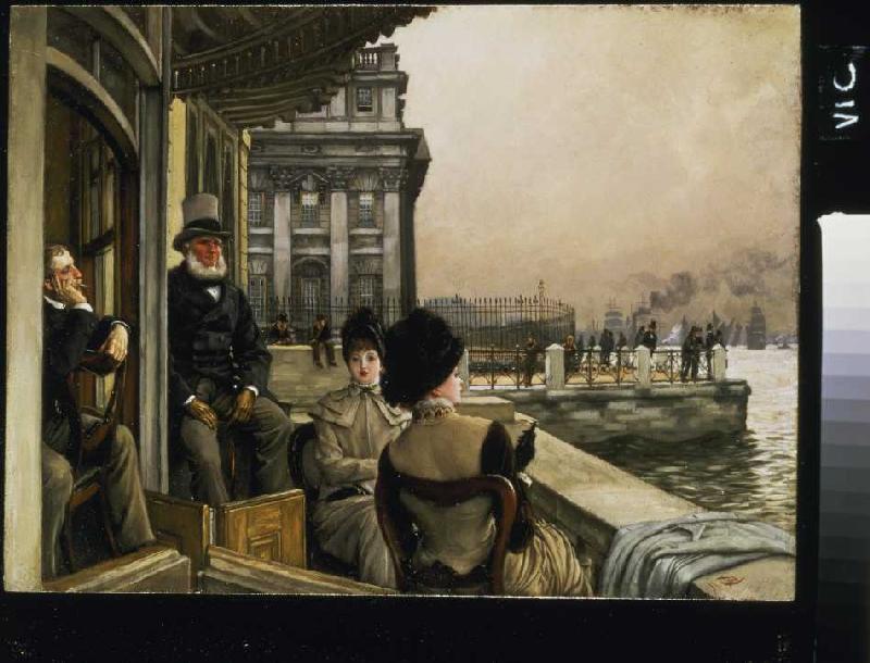 On the terrace of the Trafalgar tavern old in Greenwich. od James Jacques Tissot