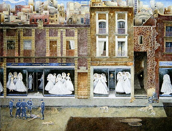 An Incident in the Street of Brides, 2001 (oil on canvas)  od  James  Reeve