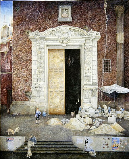 Stone-masons, the Capilla de las Animas, 2003 (oil on canvas)  od  James  Reeve