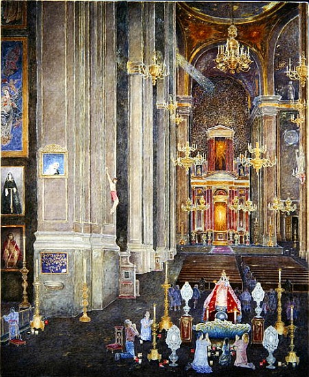 Veneration of the Virgen del Rosario, the Convent of San Domingo, 2001 (oil on canvas)  od  James  Reeve