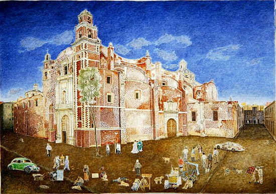 Women Fighting outside the Church of Santa Catarina, 2001 (oil on canvas)  od  James  Reeve