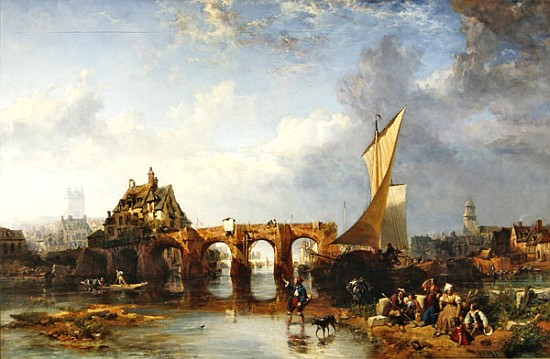 The Pont des Treilles on the river Maine at Angers od James Vivien de Fleury