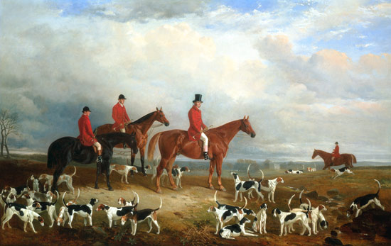 Samuel A. Reynell, Master of the Meath Hunt, with Archerstown in the distance od James Walsham Baldock
