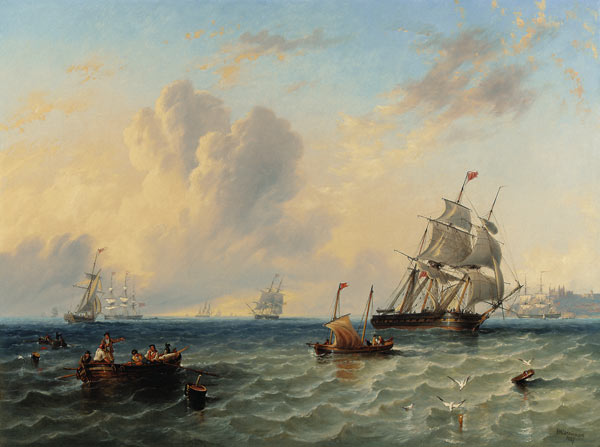 Shipping in a light breeze off Whitby od James Wilson Carmichael