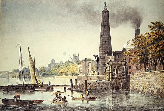 York Buildings, looking towards Westminster, with a View of the Water Tower od James Peller Malcolm