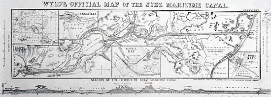 Wyld''s Official Map of the Suez Maritime Canal od James the Younger Wyld