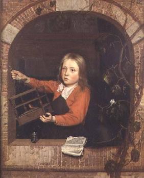 Young Boy with a Birdcage (panel)