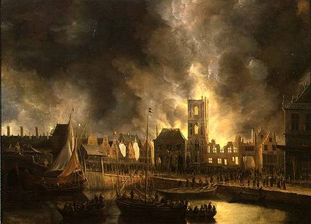 The Great Fire in the Old Town Hall Amsterdam 1652 od Jan Beerstraten