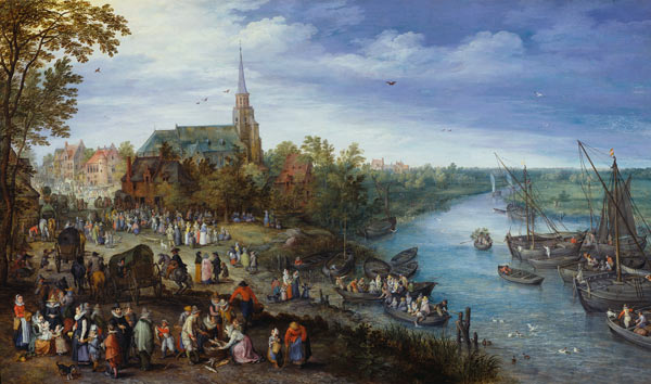 Village at the river od Jan Brueghel d. Ä.
