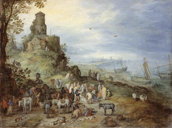 Coastal Landscape with the Calling of St. Peter and Andrew od Jan Brueghel d. Ä.