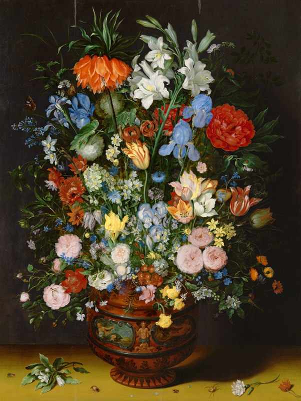 Bouquet of flowers in skulptierter clay vase od Jan Brueghel d. Ä.