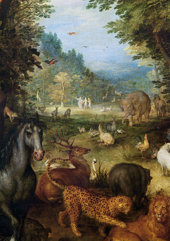 Earth, or The Earthly Paradise, detail of animals od Jan Brueghel d. Ä.