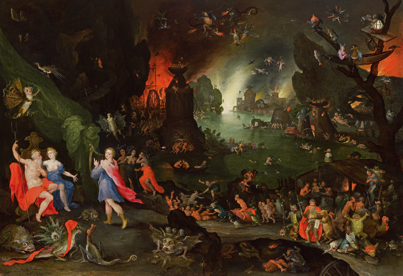 Orpheus with a Harp Playing to Pluto and Persephone in the Underworld od Jan Brueghel d. Ä.