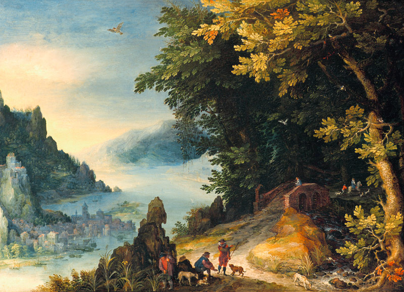 Stretch riverside with locking hikers od Jan Brueghel d. Ä.