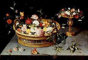 Flower basket and flower essay od Jan Brueghel d. Ä.