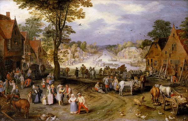 Village street with channel od Jan Brueghel d. Ä.