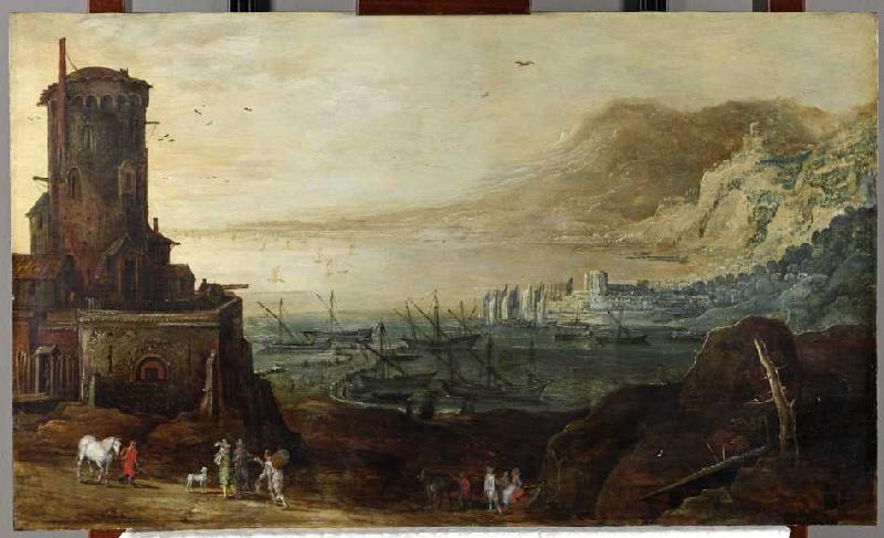 Hafenlandschaft mit Befestigungsturm od Jan Brueghel d. Ä.