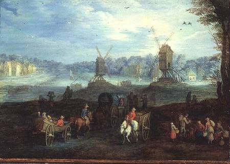 Landscape with Windmills (panel) od Jan Brueghel d. Ä.