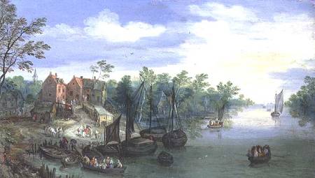 Rivercraft near a Jetty od Jan Brueghel d. Ä.
