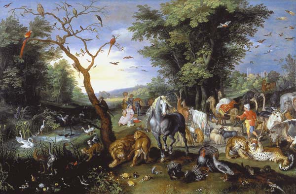 The move of the animals into the ark Noah. od Jan Brueghel d. J.
