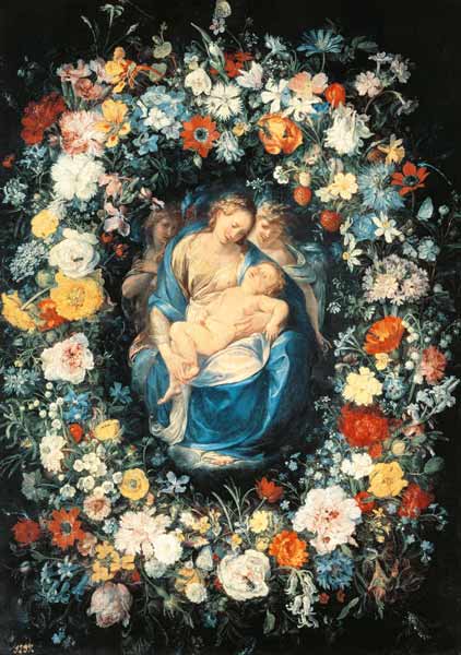 J.Bruegel t.E.+Procaccini,Floral Wreath od Jan Brueghel d. J.