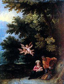 The Holy Family at the quiet on the flight to Egypt